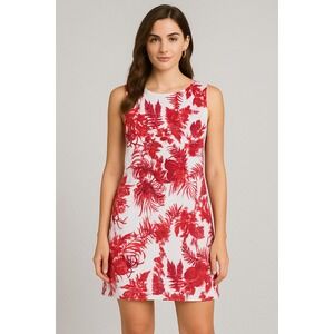 Mario Serrani Dress Womens 12 White Red Sheath‎ Floral Tropical Resort Cocktail